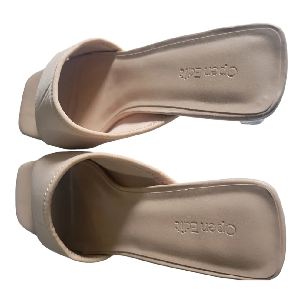 Open Edit Candace Sandal In Beige Clear Block Heel Size 9 - Picture 4 of 5